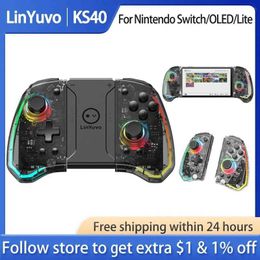 LinYuvo KS40 wireless game board transparent Joypad wake-up 6-axis game controller metal joystick for Nintendo Switch/OLED console J240507
