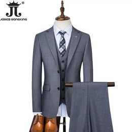 Men's Suits Blazers S-8XL Mens (jacket+vest+pants) High quality boutique solid color casual business office set of three pieces and two Q240507