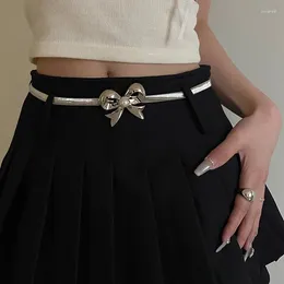 Belts Metal Bow Knot Belt Elastic Force Adjustable Women Y2k Vintage Skirt Pants Accessories Girl Waist Chain