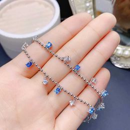 Bangle Light Luxury style simple womens hot new product lun Blue Topaz Deep 925 Sterling Silver Q240506