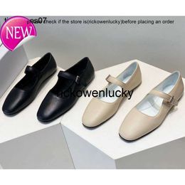 The ROW classic soft waxy square round head flat Mary Jane single shoes made in Dongguan leather