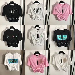 24 Designers T-shirts Fashion T Shirts Women blouses Casual Chest Letter Shirt White cotton short sleeve tide brand ladies Tops Tees Clothing ladies top crop tank SXL