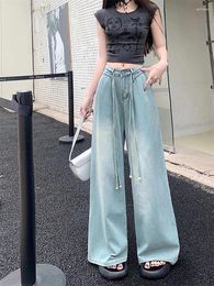 Women's Jeans WCFCX STUDIO Summer For Women Korean Fashion Casual High Waisted Chic Vintage Straight Pants Y2k