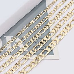 14K Cm Gold-Plated Brass Copper Chain Necklace With Multiple Widths Lengths Cut From Figaro Women's And Men's Chains