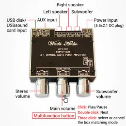 Amplifier Bluetooth Audio Power Amplifier Board 2.1 channel 50W+50W+100W/15W+15W+30W Subwoofer Bass AMP TWS APP Control