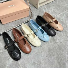 Miui Ballet Flat Dress Shoe Woman Man Bow Silk Dance Shoe Luxury Designer Sexy Trainer Yoga Casual Canvas Ballerina Walk Shoes Loafer Lady Gift Pink Bow