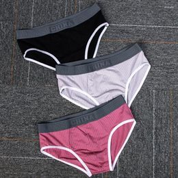 Underpants Solid Cotton Lingerie Men Convex Pouch Briefs Mid Waist Breathable Youth Elastic Soft Underwear Panties Comfortable