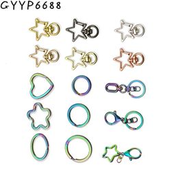 2050100PCS Rainbow Metal Key Chains For Bags Handbag Shoulder Strap Open Rings Buckles Hook Making DIYJewelry Accessories 240425