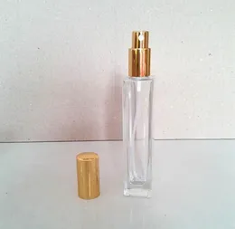 Storage Bottles 20ML Rectangular Glass Bottle Of Silver And Gold Aluminum Cap Perfume Spray Cosmetics 100pcs