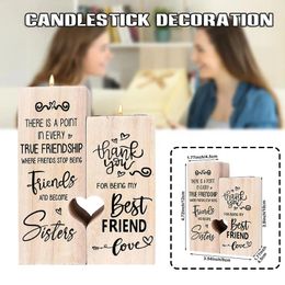 Candle Holders Heart-shaped Holder Wooden Friendship Crafts Personalised Desktop Ornament For Home Bedroom Living Room D1