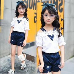 Clothing Sets Kids Children 2024 Summer Girls Suspender T-shirt Short Sleeved Sleeves Shorts Two-piece Set 2 To 12 Years Old