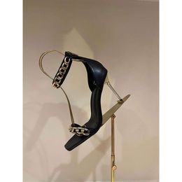 Feng Xin Fang Tou Thin Heel Chain Metal Watch Strap Sexy Open Toe High Heels Fashion Women's Shoes Sandals