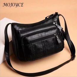 Totes Solid Colour Shoulder Messenger Bag Braided Multi Pocket Women Handbags Fashion Simple PU Leather Clutch