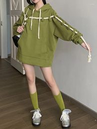 Women's Hoodies Y2k Green Streetwear Women Oversized Aesthetic Pullover Vintage Korean Fashion Autumn Winter Sweatshirt