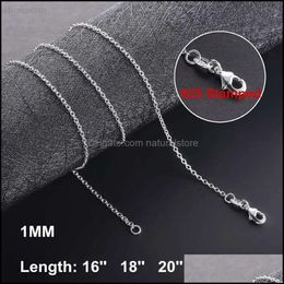 Chains Necklaces Pendants Jewelry 1Mm Sterling Sier Link For Women Pendant Lobster Clasps Rolo Chain Fashion Diy Accessories 16 18 20 2671