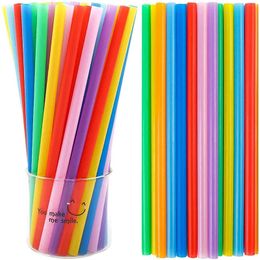 Colourful Disposable Plastic Drinking Straws 240*11mm Flat Mouth Creative DIY Tubes For Skinny Tumblers Barware Water Fruit Juice Milk Tea Coffee Cocktail Picks