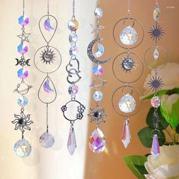 Decorative Figurines Hanging Sun Catcher Crystal Moon Rainbow Glass Wind Chime Christmas Tree Home Decor Pendant