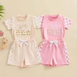 Clothing Sets Toddler Kids Boys Girls Summer Outfits Fuzzy Letter Embroidered T-Shirts Shorts 2Pcs Brother Sister Matching Clothes