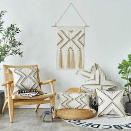 Cushion/Decorative Modern Minimalist Nordic Stylecase Ins Cushions Tassel Lace Hanging Flag Office Chair Floor Cushion Family Decorations