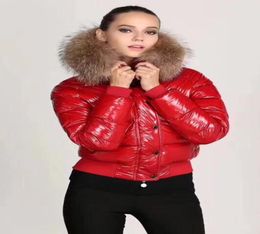 M Brand Fashion Women The glossy Down Jacket Winter Women Dress Down Coat Real Raccoon Fur Coat Detachable Collar Hood Parkas cele3856524