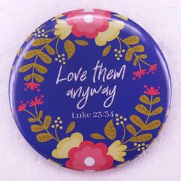 Brooches Love Them Anyway Luke 23: 34 Pinback Button Pin Book Tinplate Badge Jewelry Gift For Christian Friend