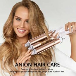 Curling Irons 3 buckets of curly hair iron professional curler styling tool wave shaped electric fast heating curling Q240506