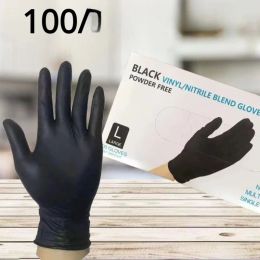 Gloves 20/40/100PCS Black Nitrile Gloves Thickened Durable Household Cleaning Gloves Dishwashing Glove For Garden Hair Dyeing Tattoos