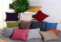 Linen Pillow Covers Solid Burlap PillowCase Classical Square PillowCushion Cover For Couch Sofa Home Decoration 13 Colors LLS101W6936975