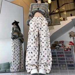 Women's Pants Retro Graffiti Design Sense Work Suit 90S Girl Y2K Straight Tube Sports Street Dance Wide Leg Casual