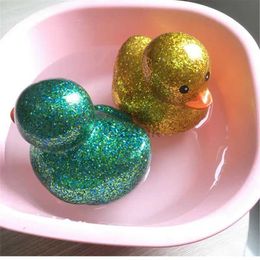 Bath Toys Gold Powder Rubber Duck Baby Shower Water Bb Bathing Toys For Kids Children Gift Classic Boys Girls d240507