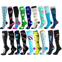 Socks Hosiery Sports Compression Socks Fun Pattern Hallown Balloon Stripe Shin Guards Elastic Outdoor Running Basketball Rugby Riding Socks Y240504