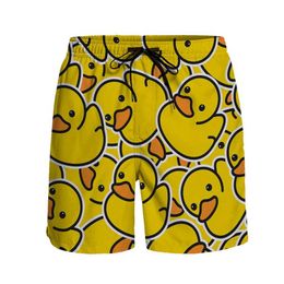 Men's Shorts Men Casual Shorts Little Yellow Duck Print Funny Breathable Quick Dry Hawaii Beach Pants Running Sport Shorts Women Board Shorts T240505