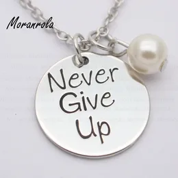 Pendant Necklaces Arried "Never Give Up "Copper Necklace Keychain Charm Inspirational Jewellery Hand-Stamped Friend Gift
