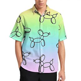 Men's Casual Shirts Casual Hawaiian Balloon Dog Shirt 3d Men Women Fashion Clothing Summer Beach Short Slve Blouse Mens Vocation Lapel Camisa Boy Y240506