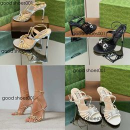 Ankle Fashionable Strap Sandals Luxurious Designer Shoes Women High Heels Genuine Leather Ankle Strap Rhinestone Buckle Decoration Casual Dress Original edition