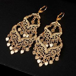 Dangle Chandelier Trkiye Rose Stone Moon Earrings New French Crochet Womens Earrings Arab Design Gold Jewellery Pendant Earrings XW