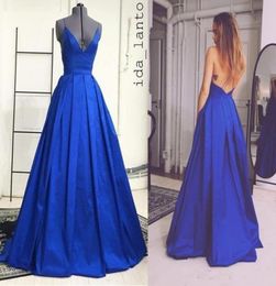 2017 2018 ida royal blue prom dresses spaghetti straps open back Real Special Occasion Evening Gown 7431337
