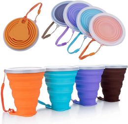 Cups Dishes Utensils Silicone folding cup foldable and stretchable cute water bottle outdoor travel childrens cup tea set water bottle beverage cupL2405