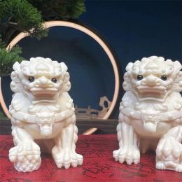 Sculptures Resin Mascot Little Lion Sculpture Statue Chinese Forbidden City Gate God Lion Cute Home Room Office Wealth Gathering Statue