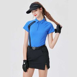 Women's Tracksuits BLKT Clothing Women 24 Short Slved T-shirt Summer Elastic Breathable Half Zipper Polo Shirt Top Female Tennis Skirt Y240507