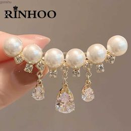 Pins Brooches Rinhoo Fashion Imitation Pearl Zircon Tassel Safety Pins For Women Simple Snowflake Flower Brooch Bouquet Clothes Badges Jewellery WX