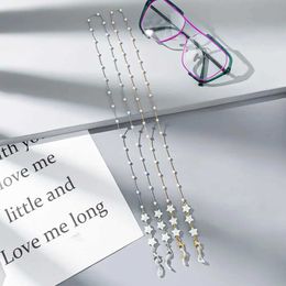 Eyeglasses chains White Pentagram Acrylic Eyeglasses Chain Lanyard Metal Women Glasses Hanging Rope Jewellery For Fashion Charm Sunglasses Chain