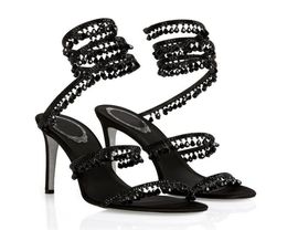 RenesCaovillas Women dress shoes Chandelier embellished leather sandals BLACK SANDAL HEEL5179921