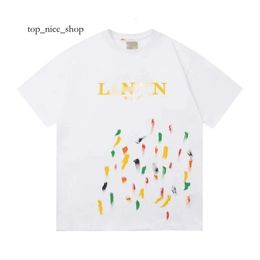 Lanvin Shirt Men's T-Shirts Shirt Mens Designer T Shirt Casual Womens Tees Hand-Painted Ink Splash Graffiti Letters Loose Short-Sleeved High 1001 4614