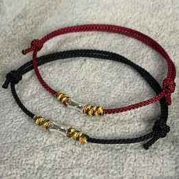 Charm Bracelets Handmade Red String Bracelet Lucky Silver Colour Bamboo Bangle For Women Men Lovers' Friends Protection