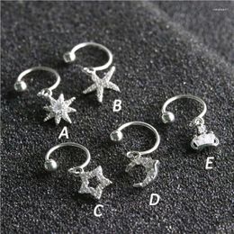 Stud Earrings Simple Micro Inlaid Zircon Five Pointed Star C-shape Stainless Steel Starfish Moon Crown Earring Fashion Party Gift