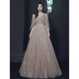 Image Winter New Dress Real Elegant Evening Sexy Bling Sequins Fairy Banquet Ladies Catwalk Party Wear Backless Long Sleeves In Stock
