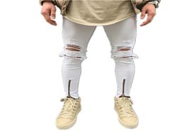 Mens Ripped Skinny Straight Slim Elastic Denim Fit Biker Jeans Pants Long White Pants Stylish Straight Slim Fit Jeans J1806143904039