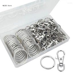 Keychains 60Pieces/Set Metal Keychain Clips And Rings 30PCS Hooks With For Key Swivel Lanyard Hook Lobst