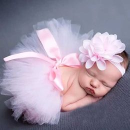 tutu Dress Pale Pink Baby Tutu Skirt and Headband Set Newborn Photography props Infant Cake Smash Tutus Outfit Shower Gift d240507